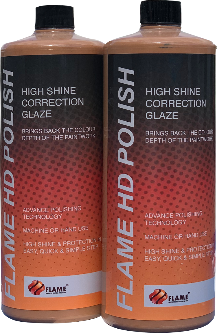 FLAME HD Polish high shine correction glaze, two bottles, front view