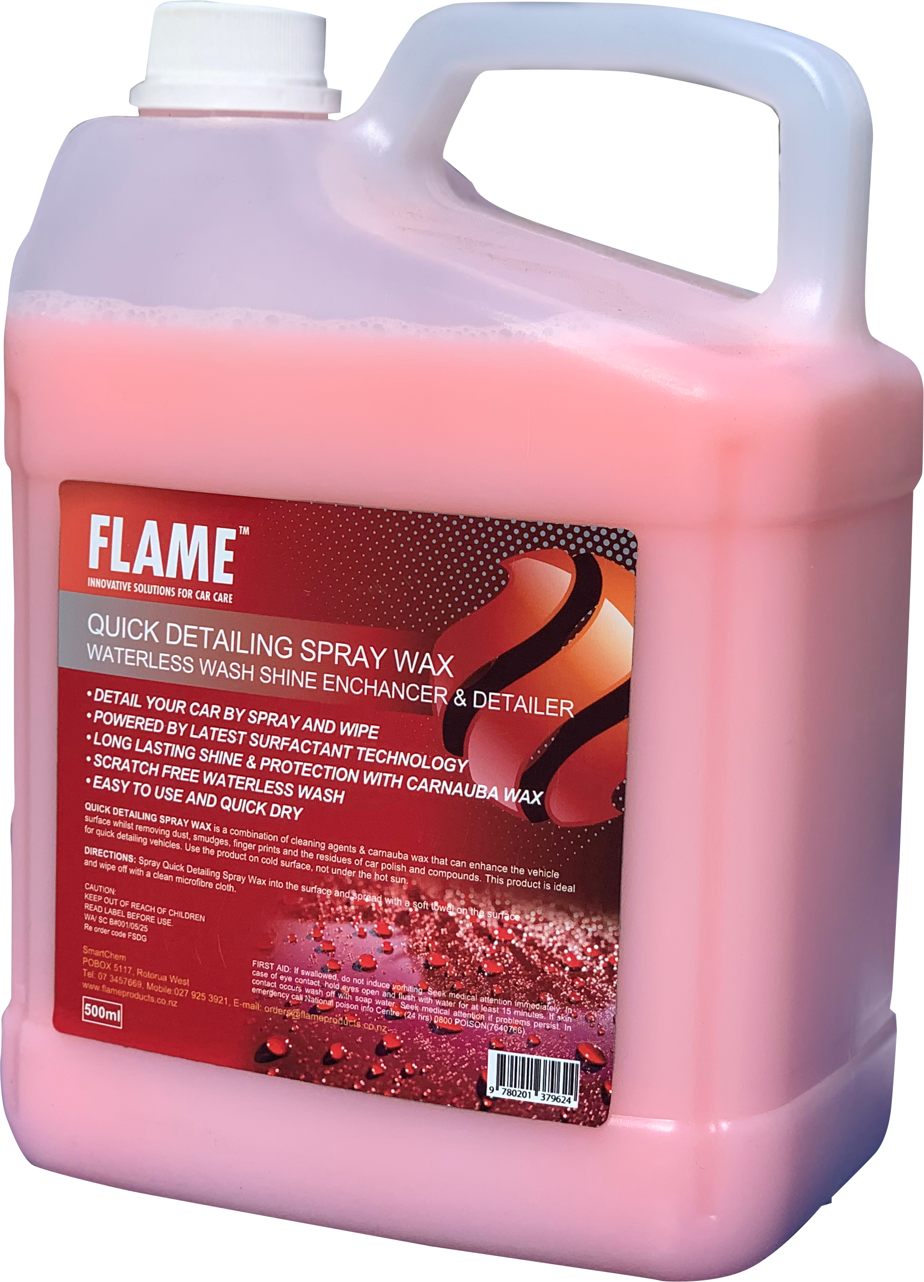 FLAME Quick Detailing Spray Wax 4L, waterless wash shine enhancer, front view
