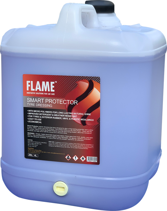 FLAME Smart Protector tyre dressing 20L container with tap, front view