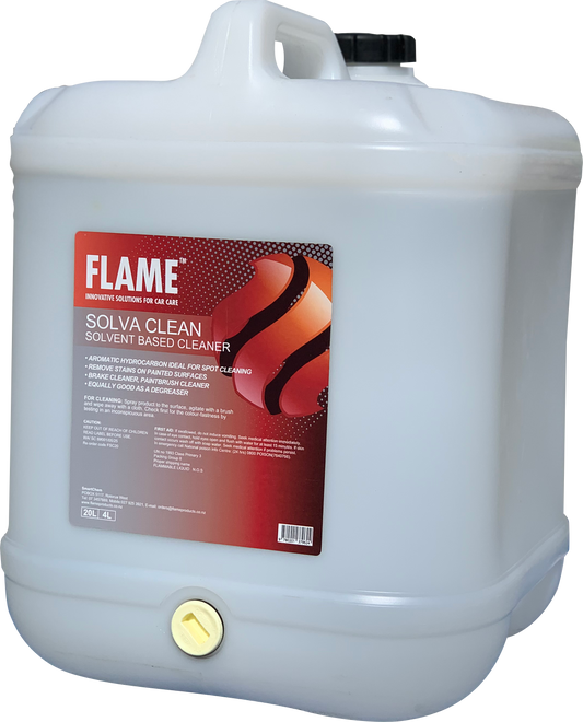 FLAME Solva Clean solvent-based cleaner 20L container with tap, front-left view