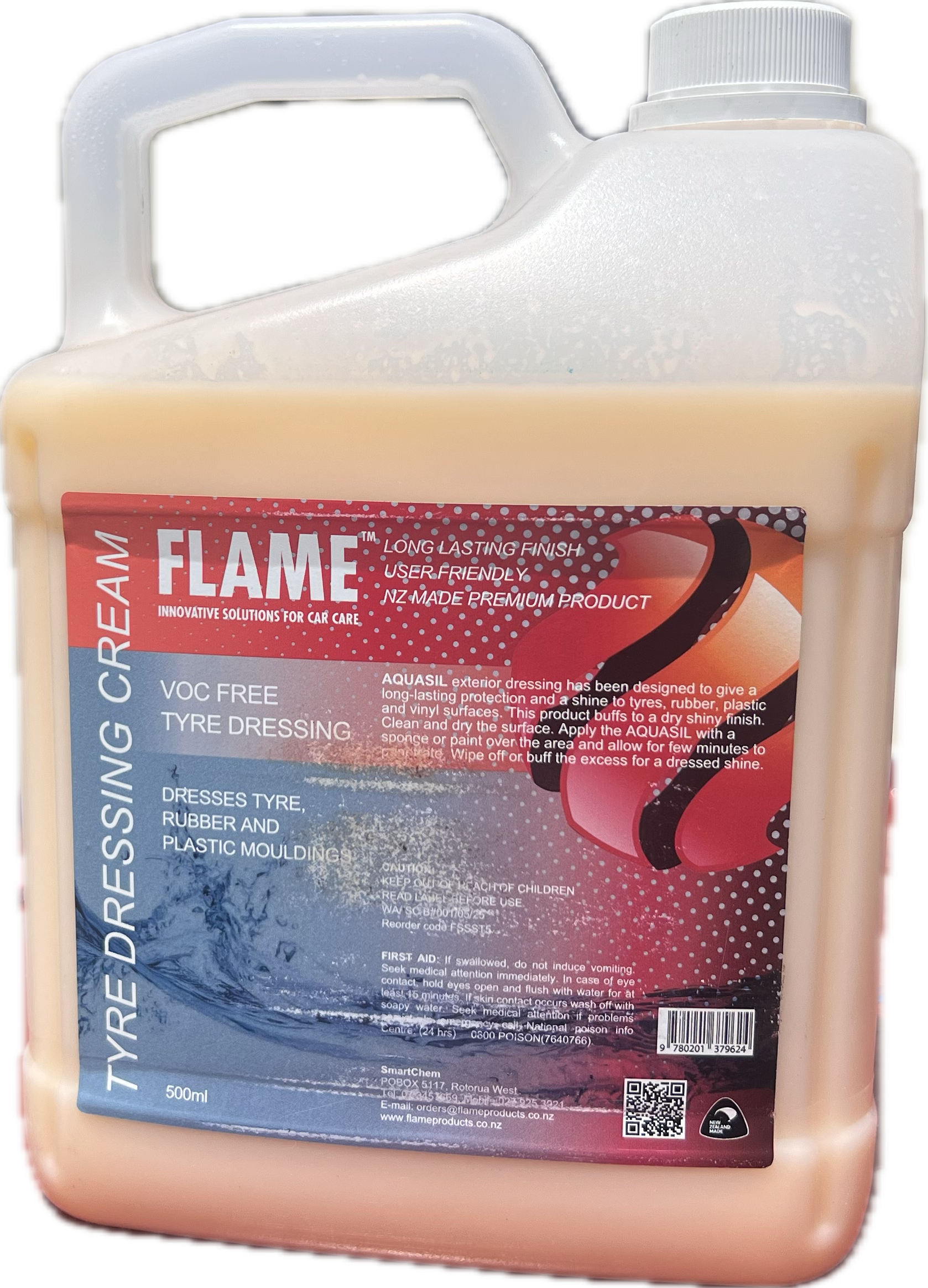 FLAME tyre dressing cream 4L bottle, front view